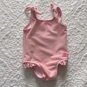 NWOT Ruffle Butts 3-6 month pink bay girl swimsuit with bows
